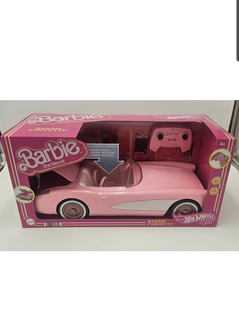 Barbie Convertible Corvette RC Car in Pink and White